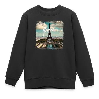 Paris Tour Eiffel style décontracté - Sweat Premium enfant bio - noir - Devant - AI Model Kid Female (0cm)