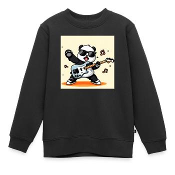 Panda spielt eine Elektrogitarre - Kinder Premium Organic Sweatshirt - Schwarz - Vorne - AI Model Kid Female (0cm)