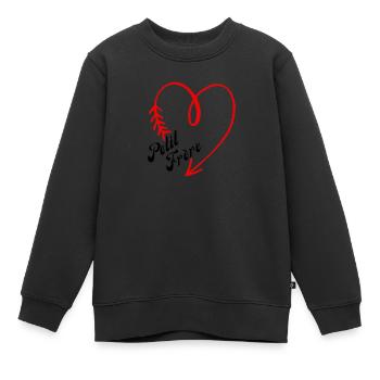 petit frère cœur - Sweat Premium enfant bio - noir - Devant - AI Model Kid Female (0cm)