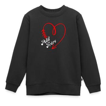 petit frère cœur - Sweat Premium enfant bio - noir - Devant - AI Model Kid Female (0cm)