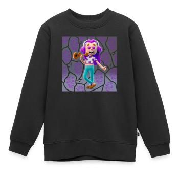 FUNNY MUSIC ILLUSTRATION GIRL 5 - Kids Premium Organic Sweatshirt - black - Front - AI Model Kid Female (0cm)