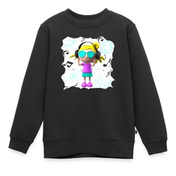 DRÔLE D’ILLUSTRATION MUSICALE FILLE 6 - Sweat Premium enfant bio - noir - Devant - AI Model Kid Female (0cm)