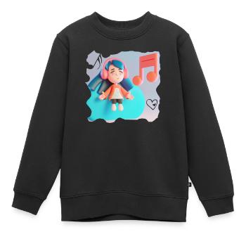 DRÔLE D’ILLUSTRATION MUSICALE FILLE 10 - Sweat Premium enfant bio - noir - Devant - AI Model Kid Female (0cm)