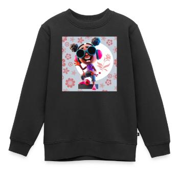 LUSTIGE MUSIK ILLUSTRATION MÄDCHEN 12 - Kinder Premium Organic Sweatshirt - Schwarz - Vorne - AI Model Kid Female (0cm)