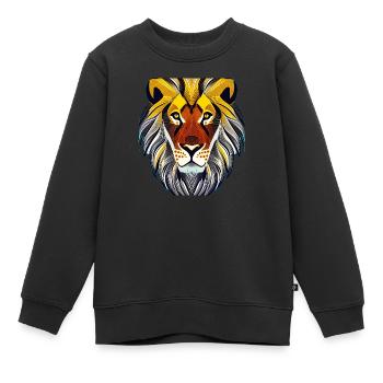 Tête de lion - Sweat Premium enfant bio - noir - Devant - AI Model Kid Female (0cm)