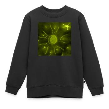 GELBER STERNENMOND - Kinder Premium Organic Sweatshirt - Schwarz - Vorne - AI Model Kid Female (0cm)