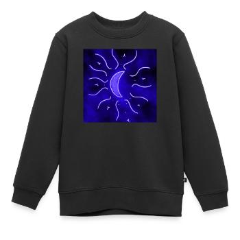 ELEKTRISCHER MANDALA MOND - Kinder Premium Organic Sweatshirt - Schwarz - Vorne - AI Model Kid Female (0cm)