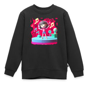 MUSIQUE AMUSANTE 8 - Sweat Premium enfant bio - noir - Devant - AI Model Kid Female (0cm)