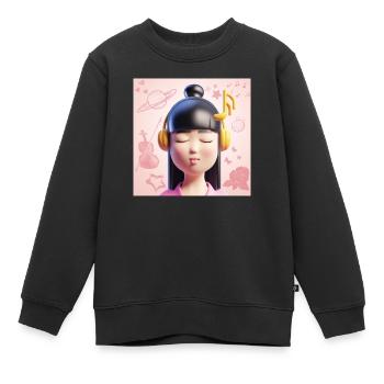 MUSIQUE DRÔLE 12 - Sweat Premium enfant bio - noir - Devant - AI Model Kid Female (0cm)
