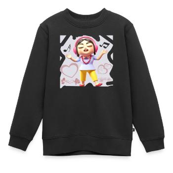 MUSIQUE DRÔLE 13 - Sweat Premium enfant bio - noir - Devant - AI Model Kid Female (0cm)