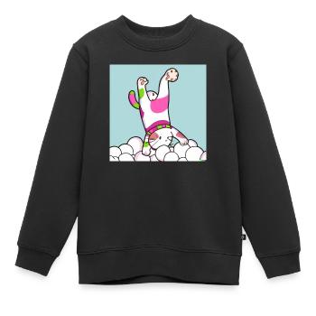 Katze beim Handstand - Kinder Premium Organic Sweatshirt - Schwarz - Vorne - AI Model Kid Female (0cm)