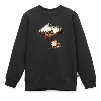 Éclaboussure de café - Sweat Premium enfant bio - noir - Devant - AI Model Kid Female (0cm)
