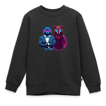 cool boss bear bros with sunglasses on - Kinder Premium Organic Sweatshirt - Schwarz - Vorne - AI Model Kid Female (0cm)