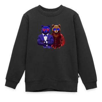 cool boss bear bros with sunglasses on - Kinder Premium Organic Sweatshirt - Schwarz - Vorne - AI Model Kid Female (0cm)