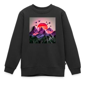 beautiful lush jungle with mountains, origami - Kinder Premium Organic Sweatshirt - Schwarz - Vorne - AI Model Kid Female (0cm)