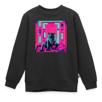 Néon loup - Sweat Premium enfant bio - noir - Devant - AI Model Kid Female (0cm)