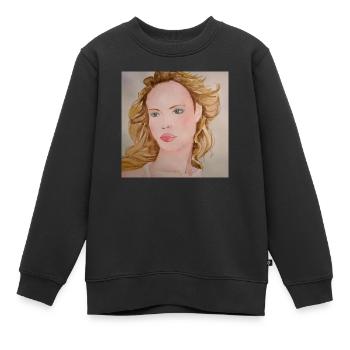 Üppige blonde Frau - Kinder Premium Organic Sweatshirt - Schwarz - Vorne - AI Model Kid Female (0cm)