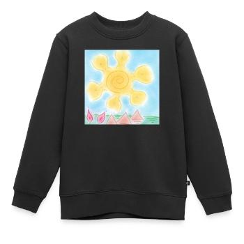 SOLEIL SUR LES PYRAMIDES - Sweat Premium enfant bio - noir - Devant - AI Model Kid Female (0cm)