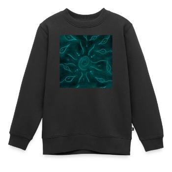 SONNE UND BLAUE BLUMEN - Kinder Premium Organic Sweatshirt - Schwarz - Vorne - AI Model Kid Female (0cm)