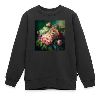 Conception florale15 - Sweat Premium enfant bio - noir - Devant - AI Model Kid Female (0cm)