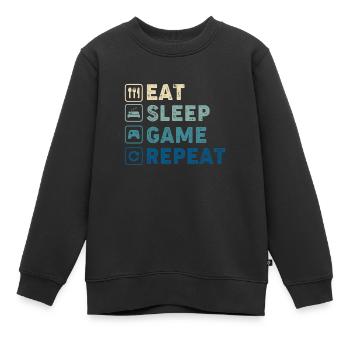 ESSEN SCHLAFSPIEL WIEDERHOLEN - Kinder Premium Organic Sweatshirt - Schwarz - Vorne - AI Model Kid Female (0cm)