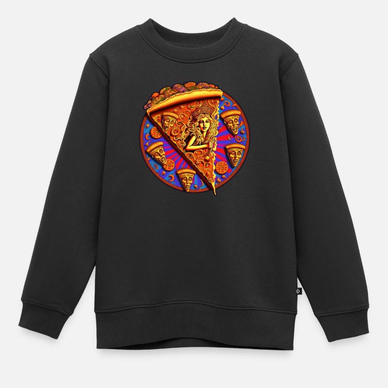 Pizza folle - Sweat Premium enfant bio - noir
