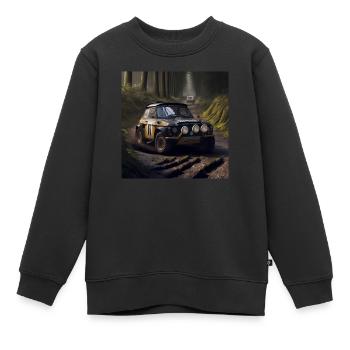Voiture de rallye chemin de terre - Sweat Premium enfant bio - noir - Devant - AI Model Kid Female (0cm)