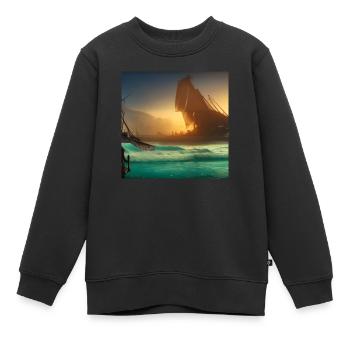 Piratenschiff auf dem blauen Meer - Kinder Premium Organic Sweatshirt - Schwarz - Vorne - AI Model Kid Female (0cm)