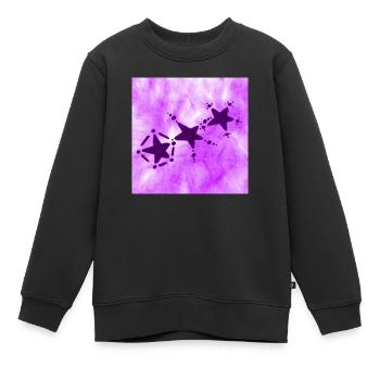 3 ÉTOILES SOURIANT LILAS - Sweat Premium enfant bio - noir - Devant - AI Model Kid Female (0cm)