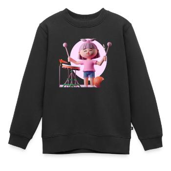 LUSTIG 28 - Kinder Premium Organic Sweatshirt - Schwarz - Vorne - AI Model Kid Female (0cm)