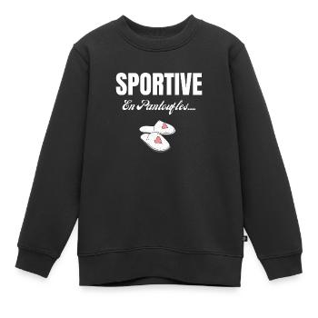 sportive en pantoufles - Sweat Premium enfant bio - noir - Devant - AI Model Kid Female (0cm)