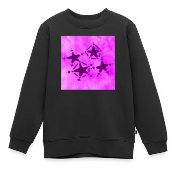 4 ÉTOILES SOURIANT LILAS - Sweat Premium enfant bio - noir - Devant - AI Model Kid Female (0cm)