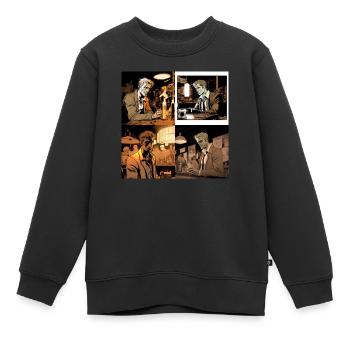 Comic picture of a person looking - Kinder Premium Organic Sweatshirt - Schwarz - Vorne - AI Model Kid Female (0cm)