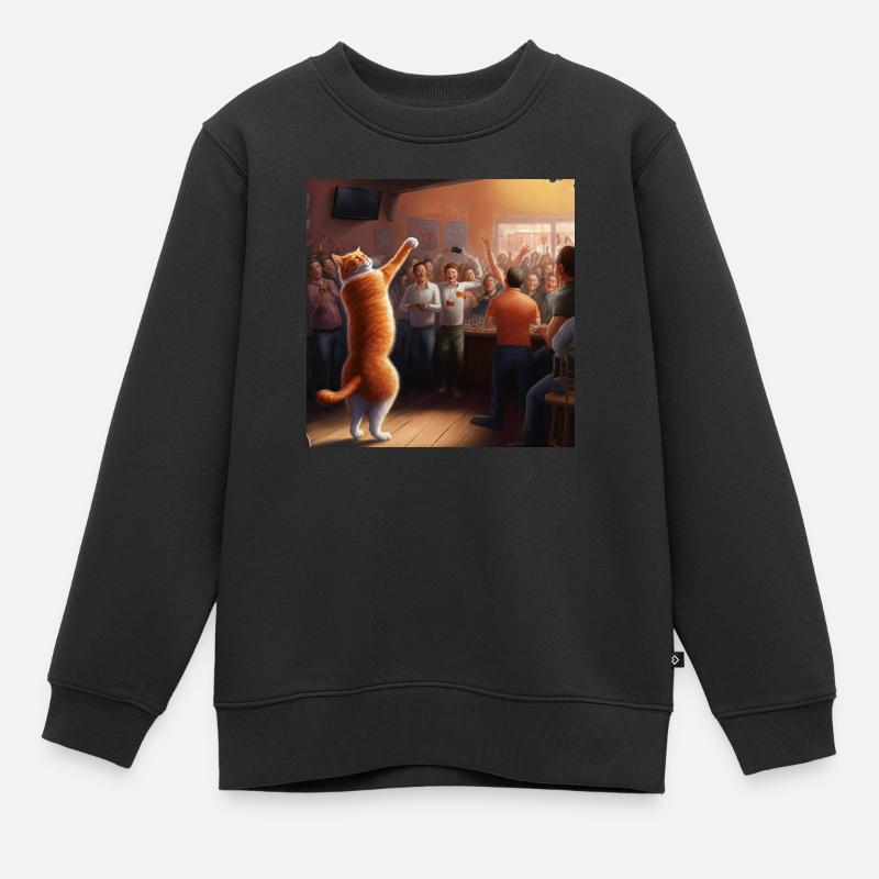 Orange cat dancing - Kinder Premium Organic Sweatshirt - Schwarz
