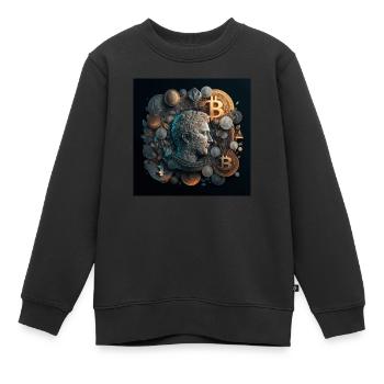 Empereur Crypto - Sweat Premium enfant bio - noir - Devant - AI Model Kid Female (0cm)
