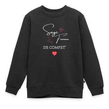 sage femme de competition - Sweat Premium enfant bio - noir - Devant - AI Model Kid Female (0cm)