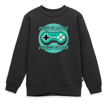 NEW PLAYER, PRESS START ! - Sweat Premium enfant bio - noir - Devant - AI Model Kid Female (0cm)