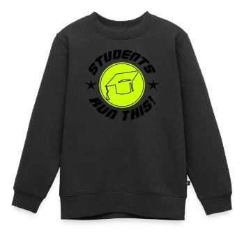 Students run this - Kinder Premium Organic Sweatshirt - Schwarz - Vorne - AI Model Kid Female (0cm)
