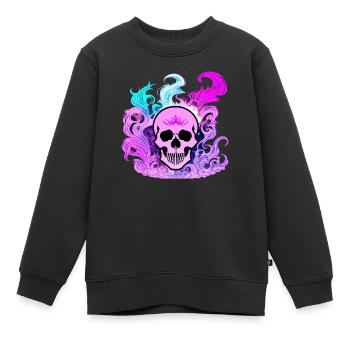 Feuerschädel Rauch pink Skelett Flammen 6 - Kinder Premium Organic Sweatshirt - Schwarz - Vorne - AI Model Kid Female (0cm)