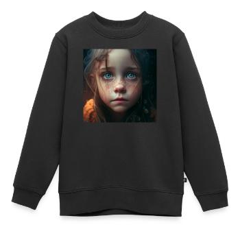 Trauriges Kind - Kinder Premium Organic Sweatshirt - Schwarz - Vorne - AI Model Kid Female (0cm)