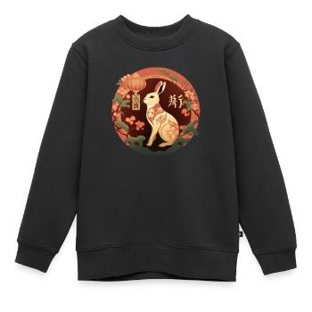 Lapin style asiatique - Sweat Premium enfant bio - noir - Devant - AI Model Kid Female (0cm)