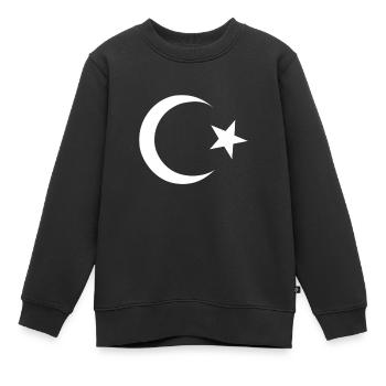 Halbmond Stern - Kinder Premium Organic Sweatshirt - Schwarz - Vorne - AI Model Kid Female (0cm)