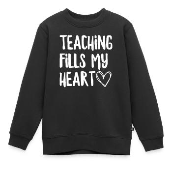 L’enseignement remplit mon cœur - Sweat Premium enfant bio - noir - Devant - AI Model Kid Female (0cm)