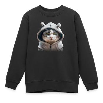 grimmige Katzte mit Hoodie - Kinder Premium Organic Sweatshirt - Schwarz - Vorne - AI Model Kid Female (0cm)