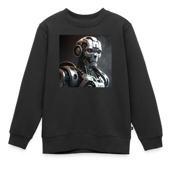 Rotäugiger Cyborg-Roboter - Kinder Premium Organic Sweatshirt - Schwarz - Vorne - AI Model Kid Female (0cm)