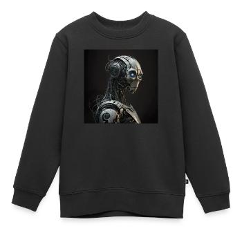 Blauäugiger Cyborg-Roboter - Kinder Premium Organic Sweatshirt - Schwarz - Vorne - AI Model Kid Female (0cm)
