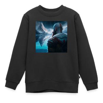 Kratos vor den Bergen - Kinder Premium Organic Sweatshirt - Schwarz - Vorne - AI Model Kid Female (0cm)