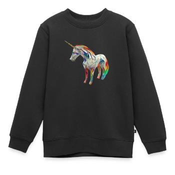 Origami Geometrie Unicorn bunt modern arty - Kinder Premium Organic Sweatshirt - Schwarz - Vorne - AI Model Kid Female (0cm)