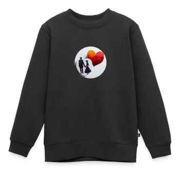 Amour et coeur en papier vesion cercle - Sweat Premium enfant bio - noir - Devant - AI Model Kid Female (0cm)