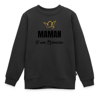 maman d'une princesse - Sweat Premium enfant bio - noir - Devant - AI Model Kid Female (0cm)